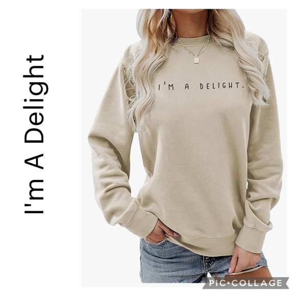 NWOT I'M A DELIGHT ‘YES YOU ARE‘ GRAPHIC PRINT COTTON BLEND SWEATSHIRT - Picture 1 of 5